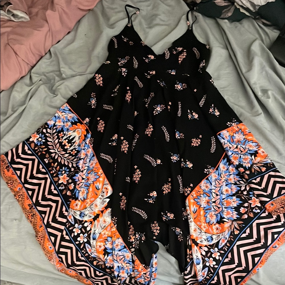 Express Black and Orange High Low Dress